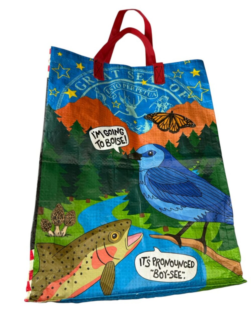 Trader Joe's Tote Bag, Shopper, Groceries, Fish IDAHO Theme